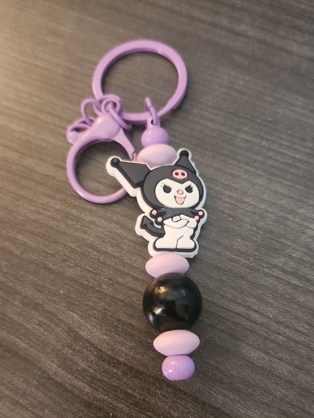 Purple Kuromi Beaded Keychain